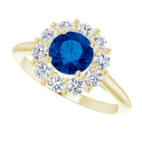 14K Yellow Lab-Grown Blue Sapphire & 1/2 CTW Natural Diamond Ring