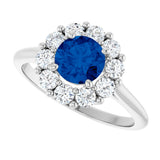 Platinum Lab-Grown Blue Sapphire & 1/2 CTW Natural Diamond Ring