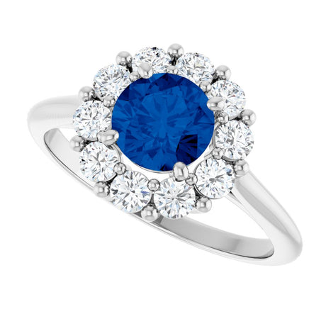 Platinum Lab-Grown Blue Sapphire & 1/2 CTW Natural Diamond Ring