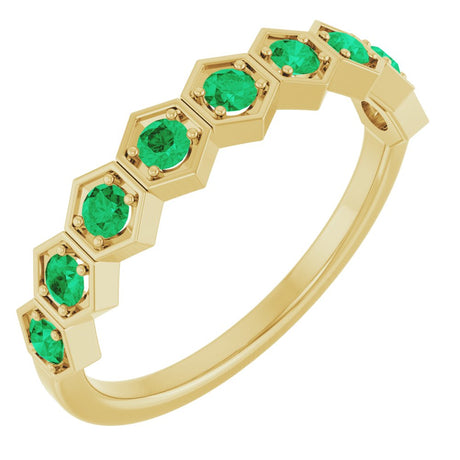 14K Yellow Natural Emerald Stackable Ring