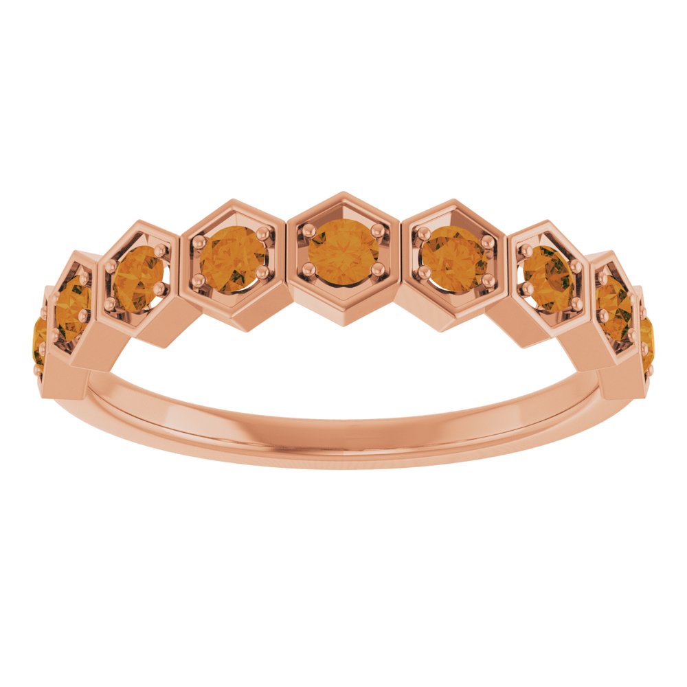 14K Rose Natural Citrine Stackable Ring