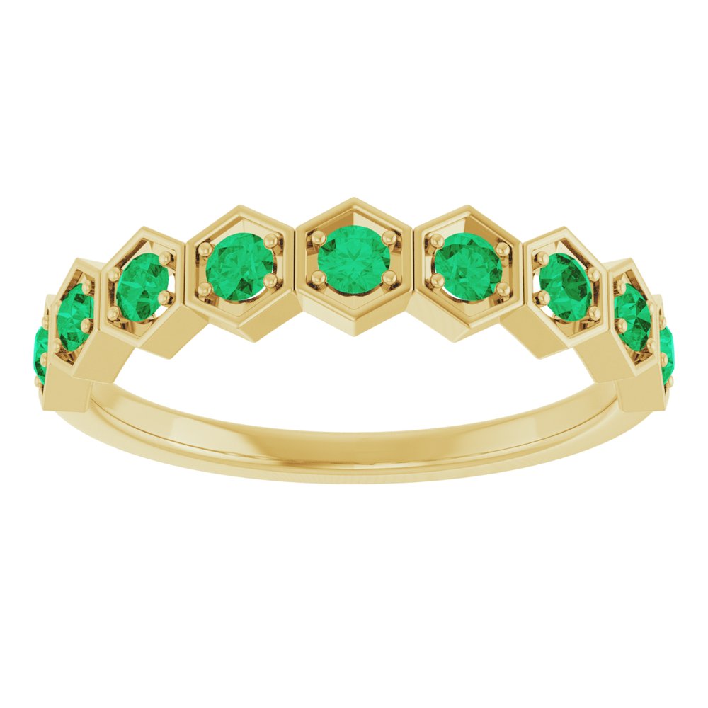 14K Yellow Natural Emerald Stackable Ring