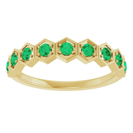 14K Yellow Natural Emerald Stackable Ring
