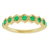 14K Yellow Natural Emerald Stackable Ring