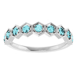 14K White Gold Natural Blue Zircon Stackable Ring