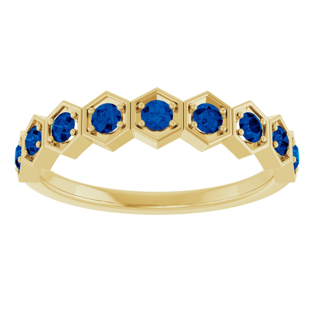 14K Yellow Natural Blue Sapphire Stackable Ring