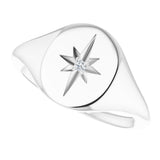Platinum 11x10 mm Oval .02 CTW Natural Diamond Starburst Signet Ring