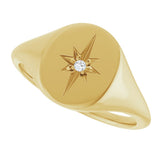 14K Yellow Gold 11x10 mm Oval .02 CTW Natural Diamond Starburst Signet Ring
