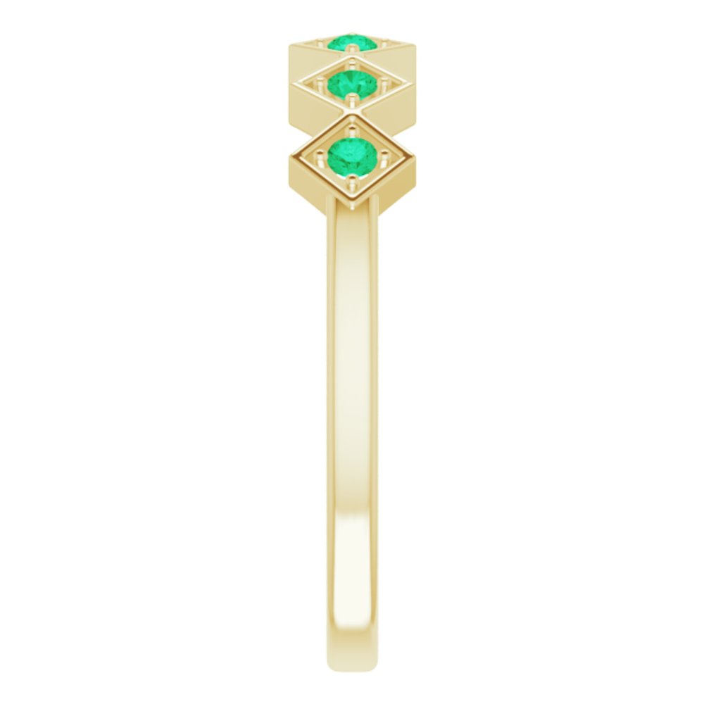 14K Yellow Lab-Grown Emerald Stackable Ring