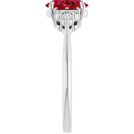14K White Gold Lab-Grown Ruby & 1/6 CTW Natural Diamond Ring