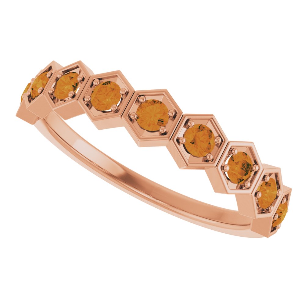 14K Rose Natural Citrine Stackable Ring