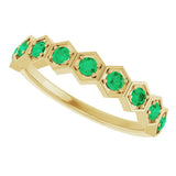 14K Yellow Natural Emerald Stackable Ring