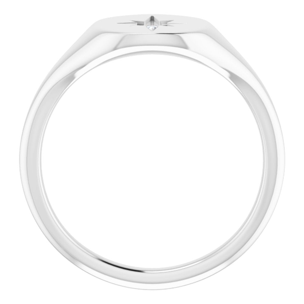 Platinum 11x10 mm Oval .02 CTW Natural Diamond Starburst Signet Ring