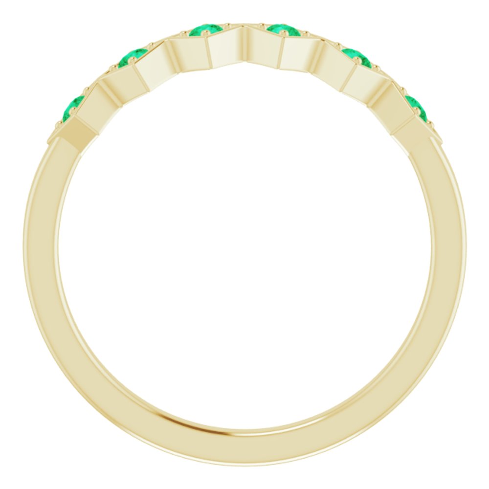 14K Yellow Lab-Grown Emerald Stackable Ring