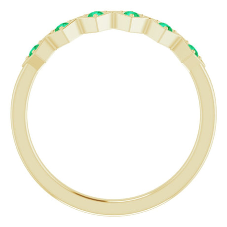 14K Yellow Lab-Grown Emerald Stackable Ring