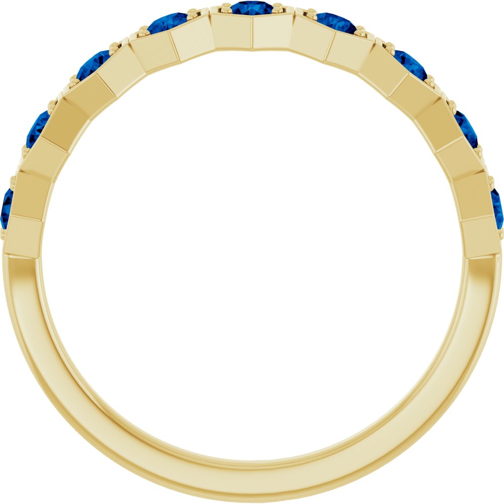 14K Yellow Natural Blue Sapphire Stackable Ring