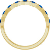 14K Yellow Natural Blue Sapphire Stackable Ring