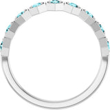 14K White Gold Natural Blue Zircon Stackable Ring