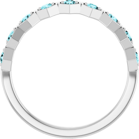 14K White Gold Natural Blue Zircon Stackable Ring