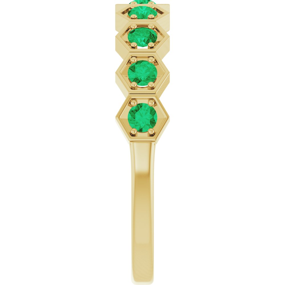 14K Yellow Natural Emerald Stackable Ring