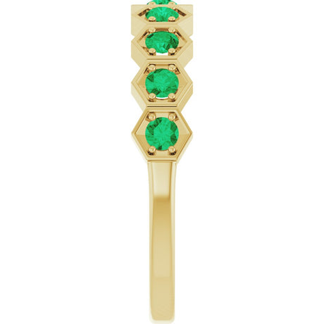 14K Yellow Natural Emerald Stackable Ring