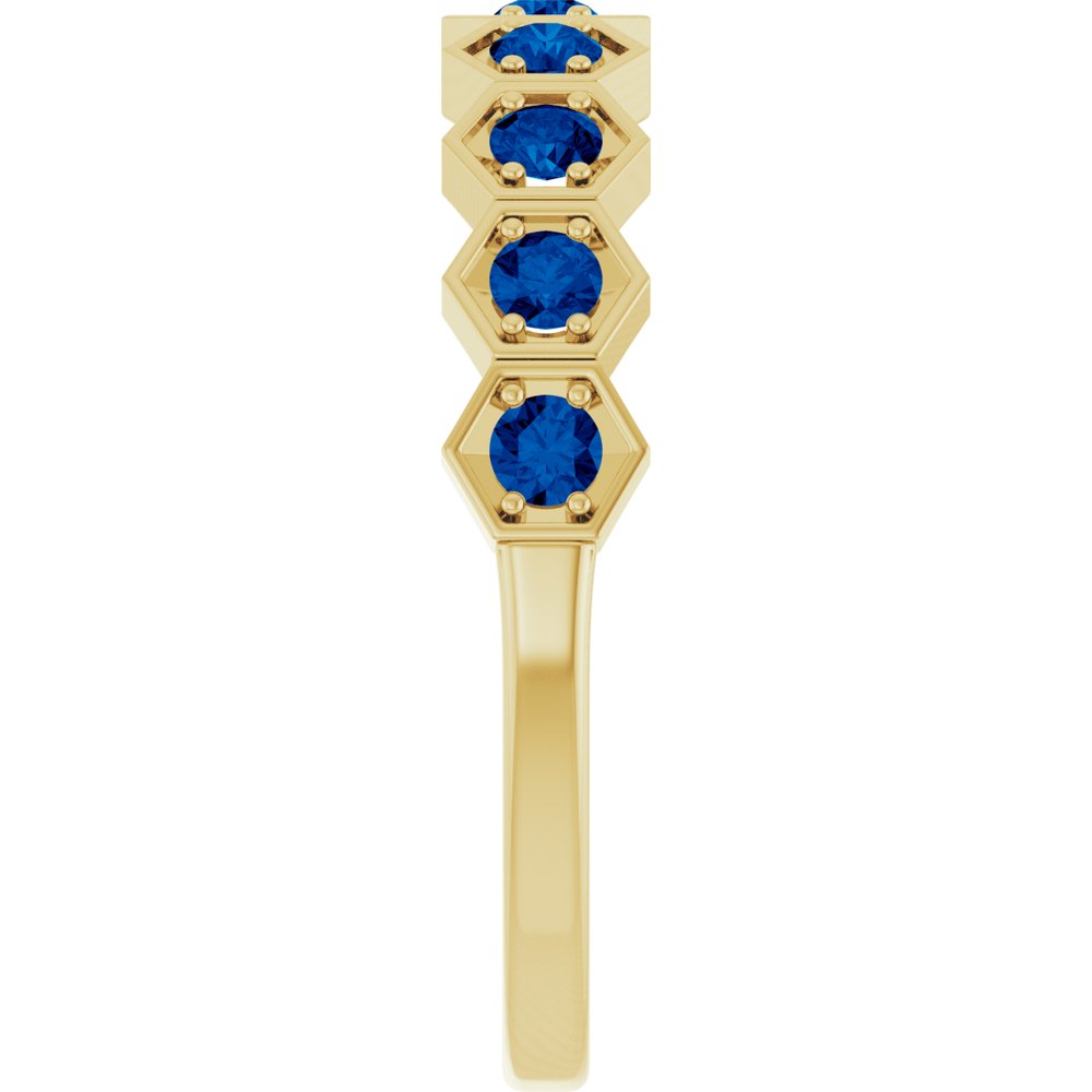 14K Yellow Natural Blue Sapphire Stackable Ring