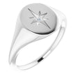 Platinum 11x10 mm Oval .02 CTW Natural Diamond Starburst Signet Ring