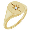 14K Yellow Gold 11x10 mm Oval .02 CTW Natural Diamond Starburst Signet Ring