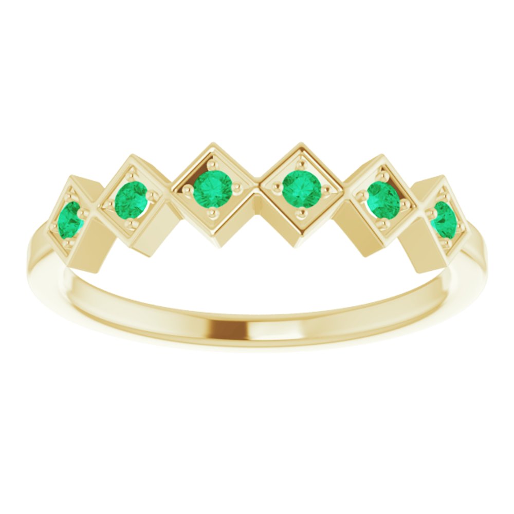 14K Yellow Lab-Grown Emerald Stackable Ring