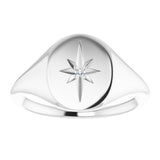 Platinum 11x10 mm Oval .02 CTW Natural Diamond Starburst Signet Ring