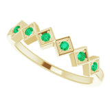 14K Yellow Lab-Grown Emerald Stackable Ring