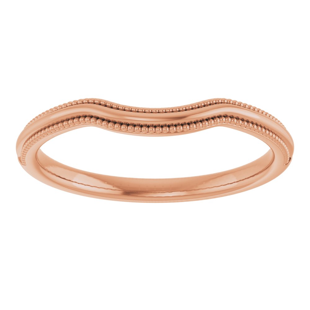 14K Rose Gold Beaded Edge Contour Band