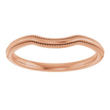 14K Rose Gold Beaded Edge Contour Band