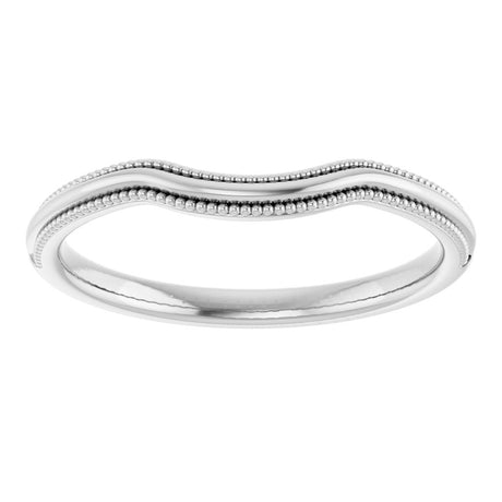 14K White Gold Beaded Edge Contour Band