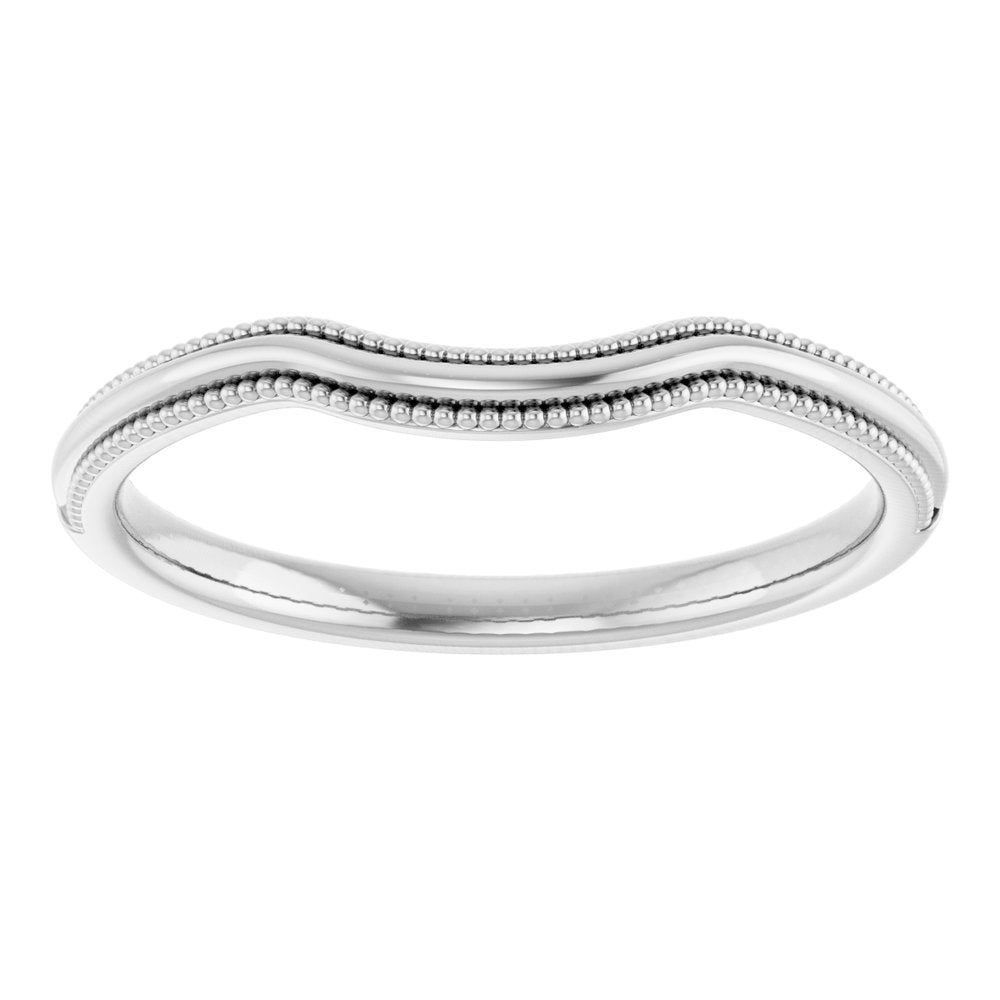 14K White Gold Beaded Edge Contour Band