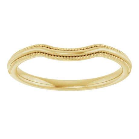 14K Yellow Gold Beaded Edge Contour Band