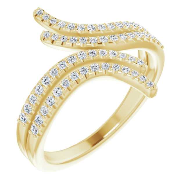 14K Yellow Gold 1/4 CTW Natural Diamond Bypass Ring