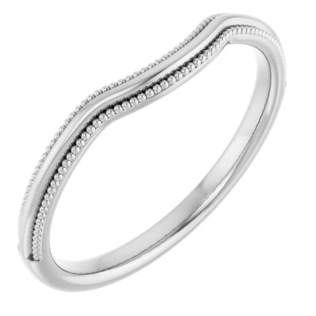 14K White Gold Beaded Edge Contour Band