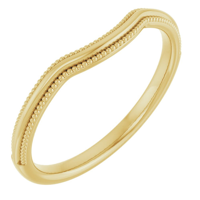 10K Yellow Gold Beaded Edge Contour Band