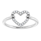 14K White Gold .07 CTW Natural Diamond Heart Ring