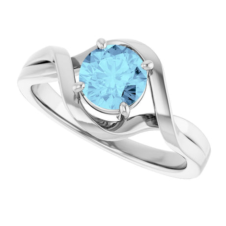 14K White Natural Aquamarine Ring