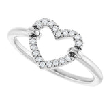 14K White Gold .07 CTW Natural Diamond Heart Ring