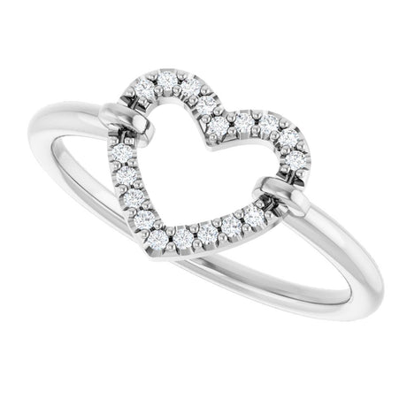 14K White Gold .07 CTW Natural Diamond Heart Ring