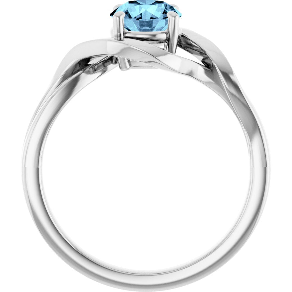 14K White Natural Aquamarine Ring