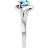 14K White Natural Aquamarine Ring