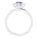 14K White Natural Amethyst & .06 CTW Natural Diamond Ring