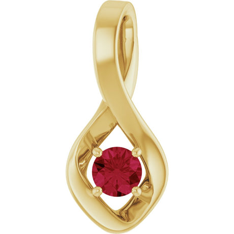 14K Yellow Gold 4 mm Round Lab-Grown Ruby Pendant