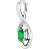 14K White 6x4 mm Oval Natural Emerald Pendant
