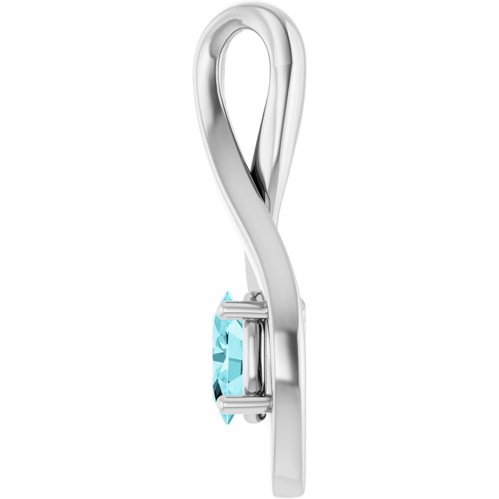 14K White 6x4 mm Oval Natural Blue Zircon Pendant