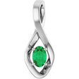 14K White 6x4 mm Oval Natural Emerald Pendant